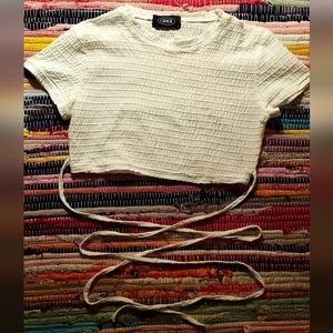 Cider White Crop Top with Tie Bottoms